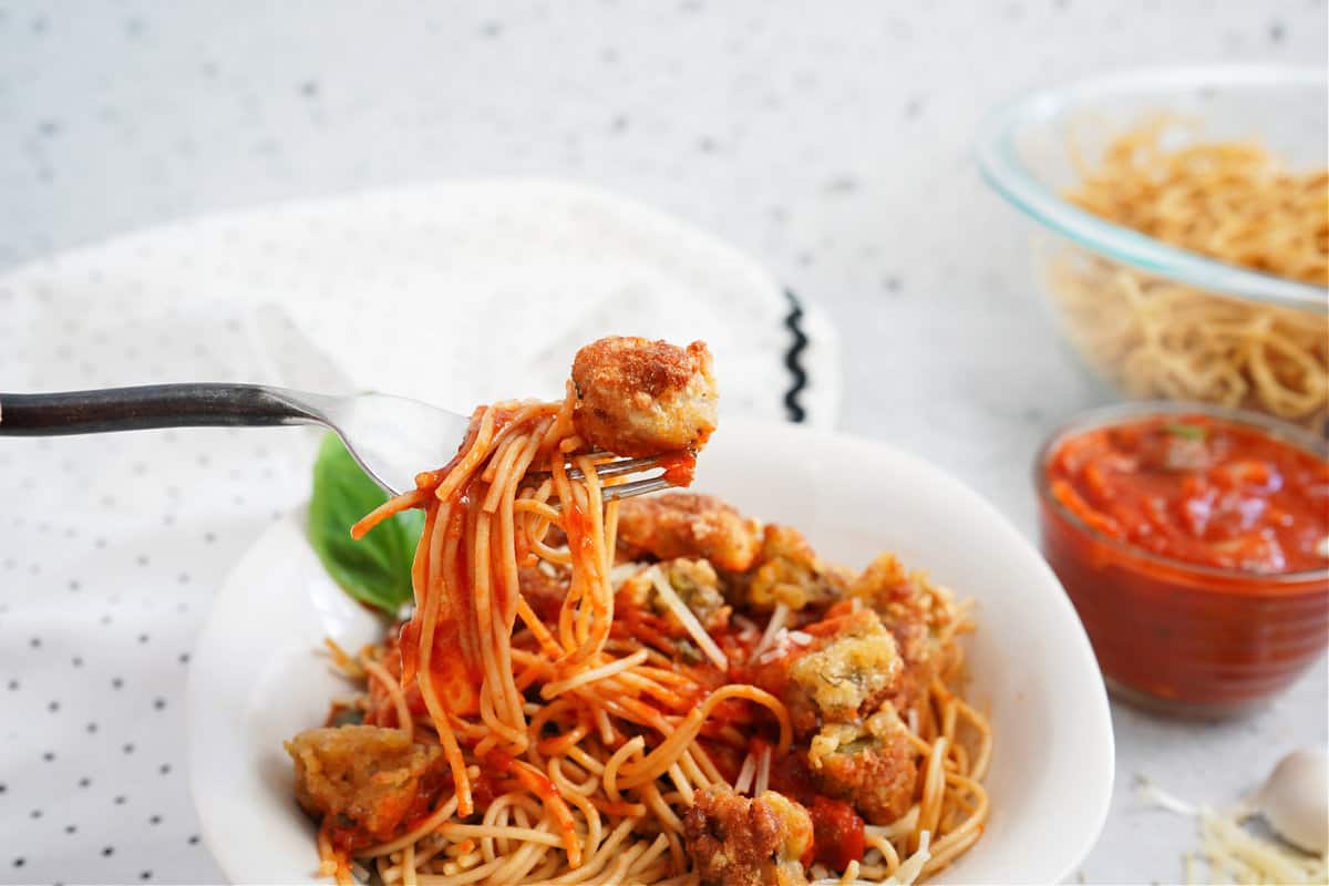 How to make Air Fried Eggplant Pasta Whole-wheat pasta dish recipe.