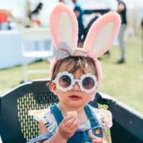 Baby girl wearing Easter Bunny ears