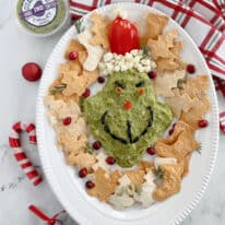Grinch Guacamole Holiday Appetizer With Homemade Holiday Tortilla Chips