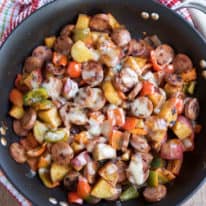 Cheesy Smoked Sausage and Red Potato Skillet