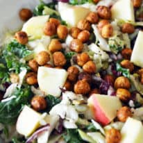 Sweet Kale Salad with Roasted Chickpeas & Apples
